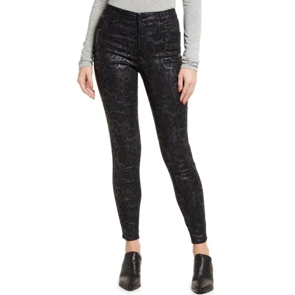 NWT Kut from the Kloth Black Mia Ankle Toothpick Skinny Reptile Jeans Size 4